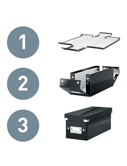 Cutie organizare medie, 280x100x370 mm, carton, negru, LEITZ WOW Click&Store, Culoare: Negru-[3]