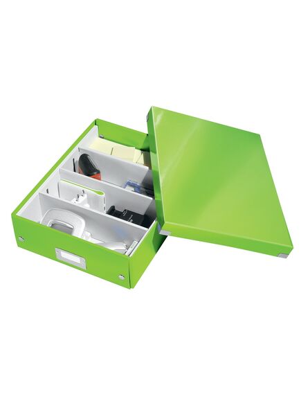 Cutie organizare medie, 280x100x370 mm, carton, verde, LEITZ WOW Click&Store, Culoare: Verde-[2]