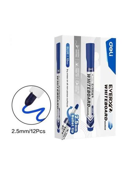 Marker pentru tabla, varf 2.5mm, albastru, DELI, Culoare: Albastru-[3]