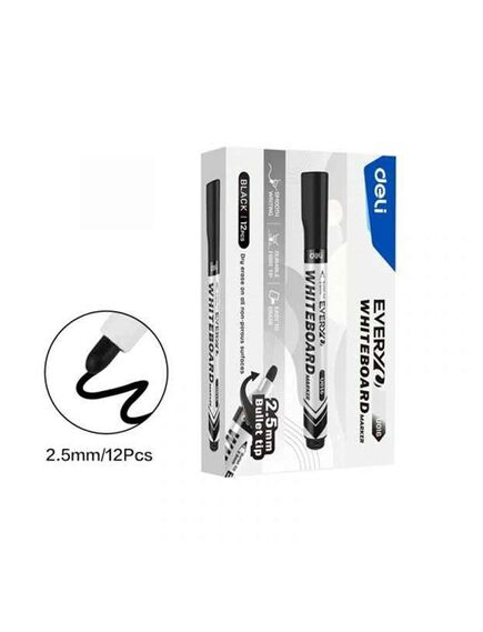 Marker pentru tabla, varf 2.5mm, negru, DELI, Culoare: Negru-[3]