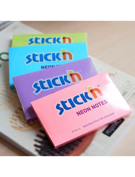 Notes autoadeziv 76x127 mm, 100 file/set, albastru neon, STICK'N, Culoare: Albastru-[2]