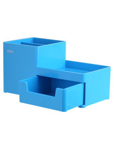 Suport accesorii birou, 4 compartimente, albastru, DELI Rio, Culoare: Albastru-[2]