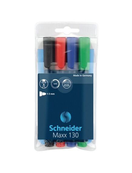 Marker permanent, varf rotund 1-3mm, 4 culori/set, SCHNEIDER Maxx 130-[2]