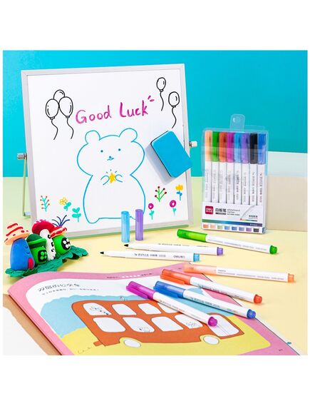 Marker whiteboard slim, varf 1-3mm, 12 culori/set, DELI-[2]