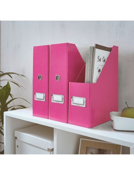 Suport vertical din carton laminat, cataloage, roz, LEITZ WOW, Culoare: Roz-[3]