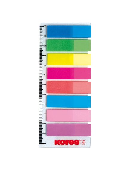 Index autoadeziv din plastic, 12x45 mm, 8 culori x 25 file/set, KORES-[2]