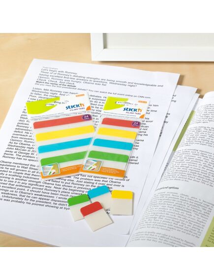 Index plastic transparent, 38x76 mm, 4 culori x 20 file/set, STICK'N-[2]