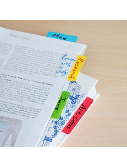 Index plastic transparent, margine color 38 x 25 mm, 4 culori neon STICK'N-[3]