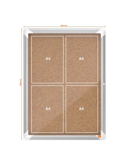 Avizier pluta pentru interior, 4 x A4, rama metalica, NOBO-[3]