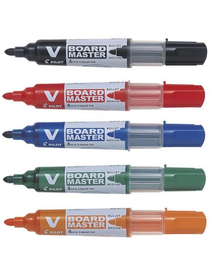Marker whiteboard reincarcabil, varf rotund 2.0 mm, 5 buc/set, Vboard PILOT-[2]