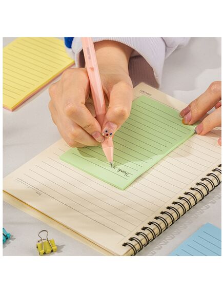 Notes autoadeziv, 101x152 mm, liniat, 4 culori x 25 file/set, DELI-[2]