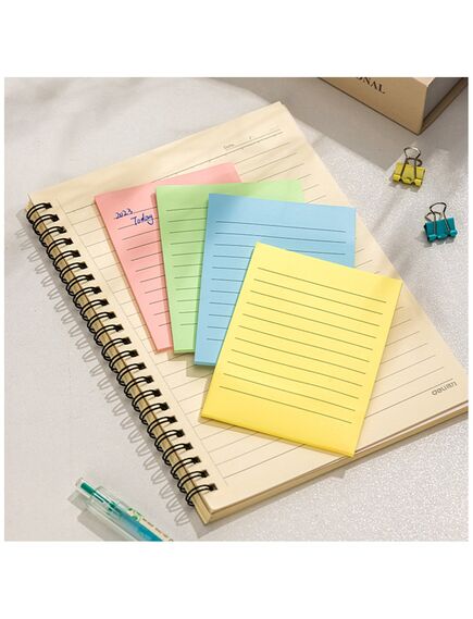 Notes autoadeziv, 101x152 mm, liniat, 4 culori x 25 file/set, DELI-[3]