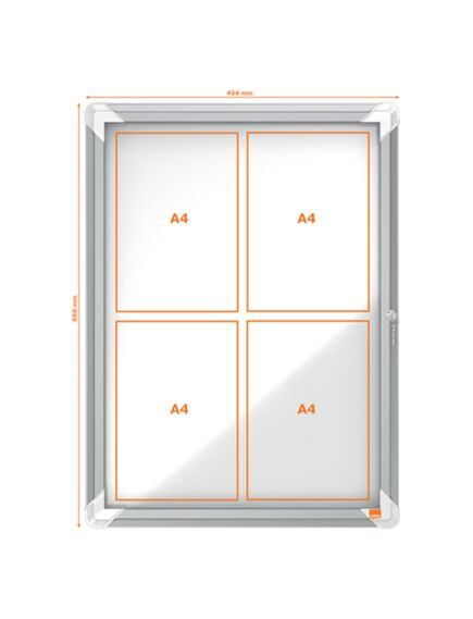 Avizier magnetic pentru interior, 4 x A4, carcasa metalica, NOBO-[3]
