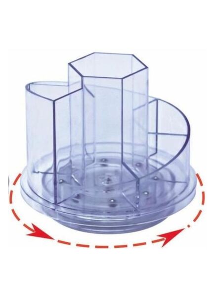 Suport accesorii birou, 7 compartimente, rotativ, transparent, KEJEA, Culoare: Transparent-[2]