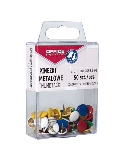 Pioneze colorate, 50 buc/cutie, OFFICE PRODUCTS-