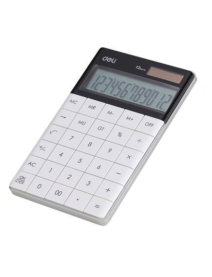 Calculator de birou cu 12 digiti, alb, DELI 1589, Culoare: Alb-[2]