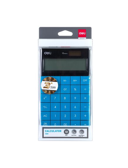 Calculator de birou cu 12 digiti, albastru, DELI 1589, Culoare: Albastru-[3]