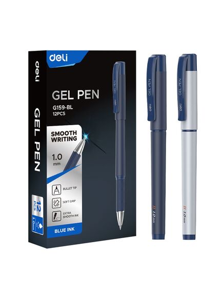 Pix cu gel si grip, varf 1.0 mm, albastru, G159 DELI, Culoare: Albastru-[5]