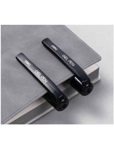 Pix cu gel si grip, varf 1.0 mm, negru, G159 DELI, Culoare: Negru-[4]
