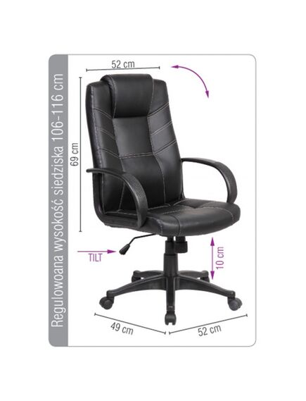 Scaun birou ergonomic, piele ecologica, OFFICE PRODUCTS Corsica-[2]