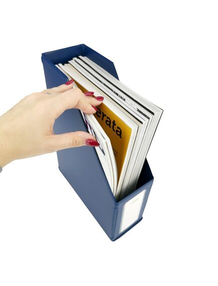 Suport vertical pentru cataloage, A4, carton laminat, 90mm, albastru, D.RECT, Culoare: Albastru-[2]