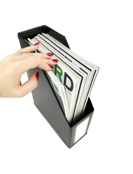 Suport vertical pentru cataloage, A4, carton laminat, 90mm, negru, D.RECT, Culoare: Negru-[2]