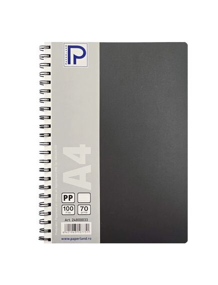 Caiet cu spirala A4, 100 file, coperta plastic, matematica, PAPERLAND, Liniatura: Matematica-[2]