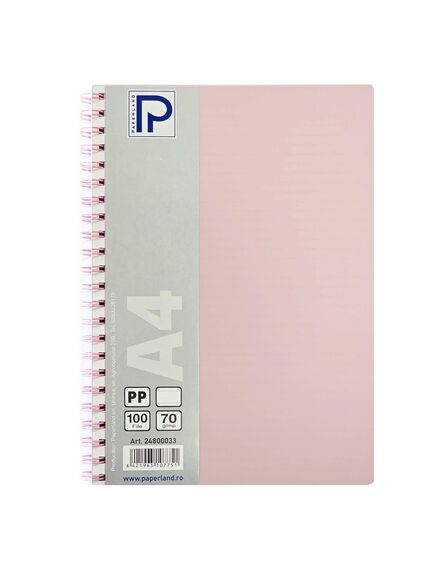 Caiet cu spirala A4, 100 file, coperta plastic, matematica, PAPERLAND, Liniatura: Matematica-[6]