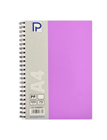 Caiet cu spirala A4, 100 file, coperta plastic, dictando, PAPERLAND, Liniatura: Dictando-[5]