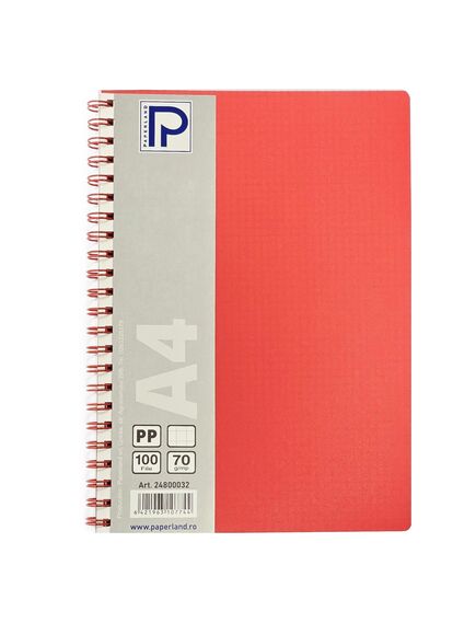 Caiet cu spirala A4, 100 file, coperta plastic, dictando, PAPERLAND, Liniatura: Dictando-[3]