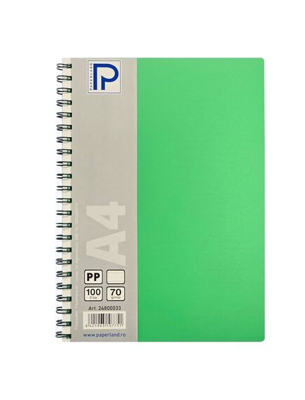 Caiet cu spirala A4, 100 file, coperta plastic, dictando, PAPERLAND, Liniatura: Dictando-[4]
