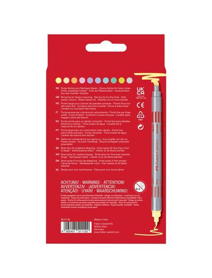 Carioci cu 2 capete, 10 culori/set pastel, FABER-CASTELL-[2]