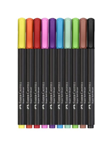 Carioci cu varf pensula, 10 culori/set, Black Edition FABER-CASTELL-[2]