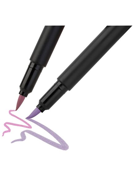 Carioci cu varf pensula, 6 culori/set pastel, FABER-CASTELL Black Edition-[3]