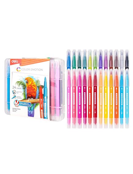Carioci pensula cu doua capete, 24 culori/set, DELI-[2]