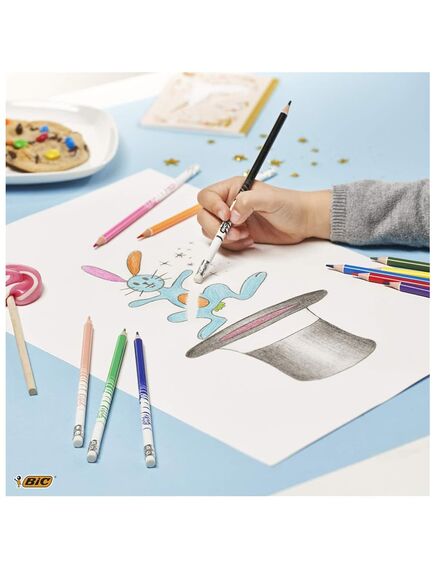Creioane colorate cu radiera, 12 culori/set, Evolutions Illusion BIC-[4]