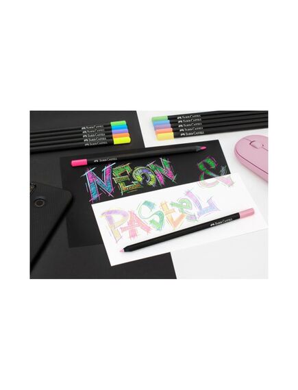 Creioane colorate pastel si neon, 12 buc/set, Black Edition FABER-CASTELL-[3]