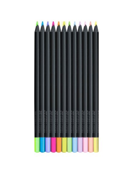 Creioane colorate pastel si neon, 12 buc/set, Black Edition FABER-CASTELL-[2]