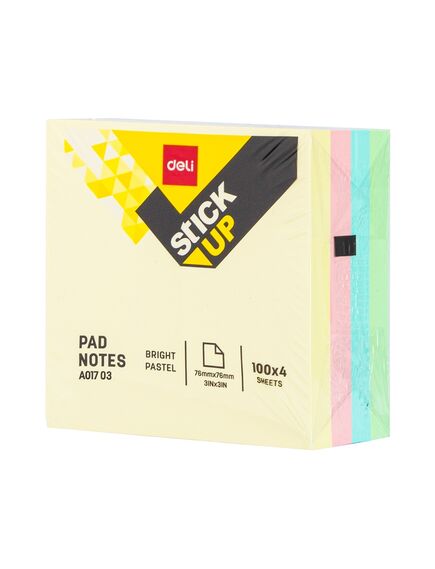 Cub notite autoadezive 76x76 mm, 400 file pastel, DELI-[2]