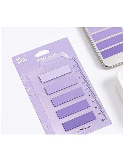 Index autoadeziv plastic 44x12 mm, 5 culori + rigla, roz, DELI NUSIGN, Culoare: Roz-[3]