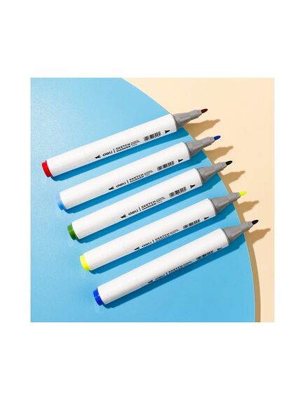 Markere sketching cu 2 capete 1 mm/7 mm, 24 culori/set, DELI-[4]
