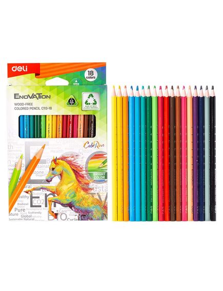 Creioane colorate plastic, 18 culori/set, DELI-[2]