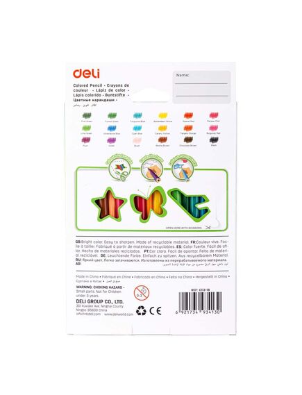Creioane colorate plastic, 18 culori/set, DELI-[3]