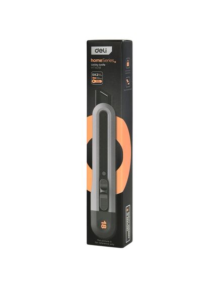 Cutter mare 18 mm, sina metalica, negru, DELI Home Series-[2]