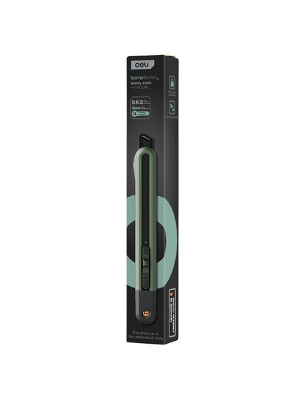 Cutter mic 9 mm, sina metalica, verde, DELI Home Series-[2]