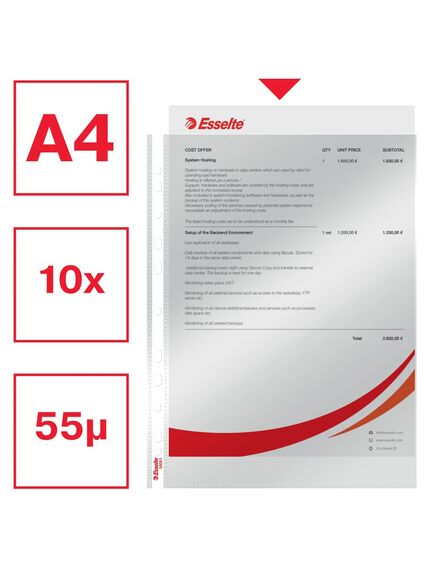 File protectie cristal, A4, 55 microni, 10 buc/set ESSELTE Recycled-[3]