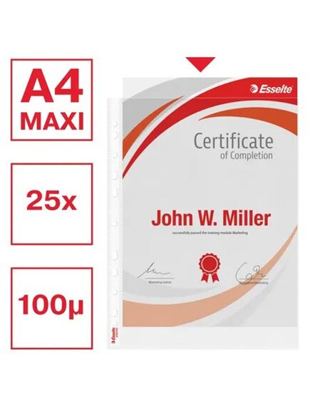 Folii protectie transparente, 100 mic, 25 buc/set, ESSELTE Maxi-[2]