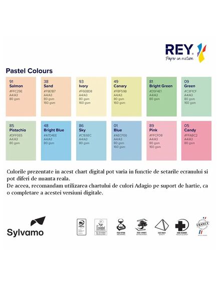 Hartie colorata A4, 80 g/mp, 500 coli/top, ivory pastel, REY Adagio, Culoare: Ivory-[3]