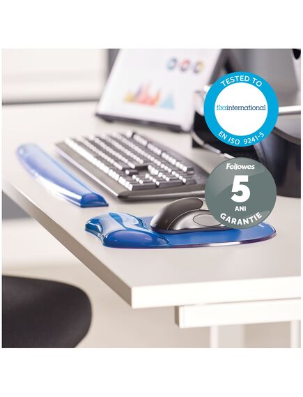 Mouse pad cu suport egonomic pentru incheieturi, albastru, FELLOWES, Culoare: Albastru-[4]