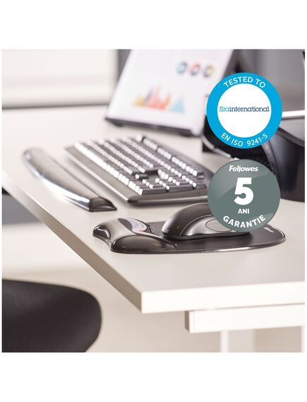 Mouse pad cu suport egonomic pentru incheieturi, negru, FELLOWES, Culoare: Negru-[4]